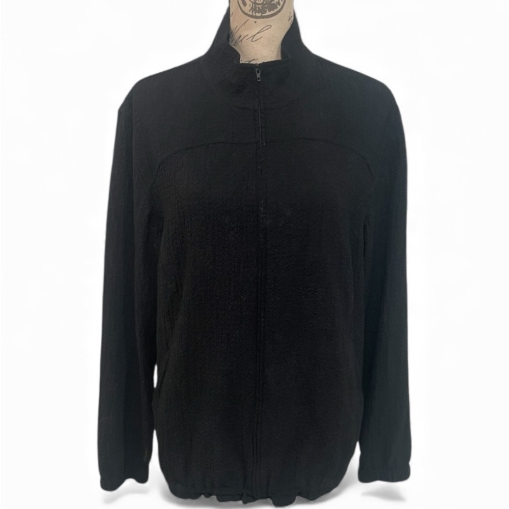Orvis Black Textured Zip Up Jacket Women’s L Lightweight Travel Outdoor Coat